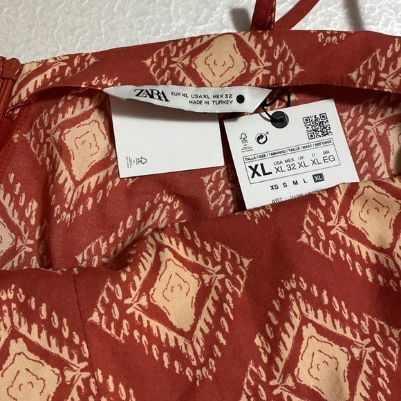Zara LONG PRINT JUMPSUIT TERRACOTTA SZ US XL - Picture 10 of 11